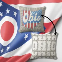 Vintage Ohio Distressed Geometric Throw Pillow