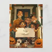 Halloween Family Wishing Happiness Postcard