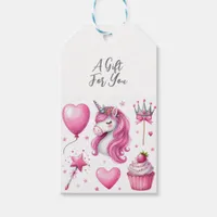 Pink Girls Unicorn Birthday Gift Tags