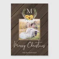 Farmhouse Christmas Sunflower Monogram Photo