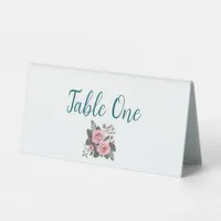 Blush Floral Wedding Table Numbers Table Tent Sign