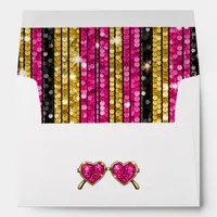 Pink Gold Sequin Las Vegas Showgirl Bachelorette Envelope