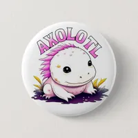 Pink and White Axolotl Personalized Button