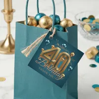 Elegant Teal and Gold 40th Birthday Thank You Favor Tags