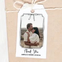 Custom Photo in Bow Frame Wedding Thank You Favor Gift Tags