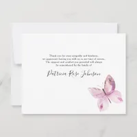 Simple Pink Butterfly Funeral Memorial Thank You