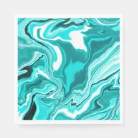 Teal, Turquoise and White Marble   Napkins