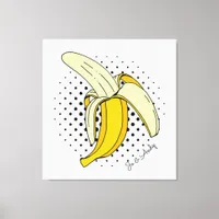 Popart Peeling Banana Fruit on Halftone Dots Canvas Print