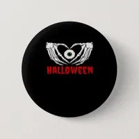 Eye Halloween - Skeleton Hands Heart Button