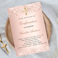 Confirmation rose gold cross invitation