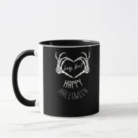 Hey, Boo! Happy Halloween Skeleton Hand Heart Clas Mug