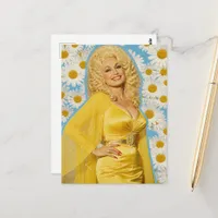  Blond Reto Woman and Daisy Flowers Postcard