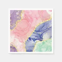 Glitter Gold Marble Pastel Colors Napkins