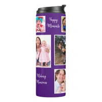 Happy Moments Purple Background Photo Collage Thermal Tumbler