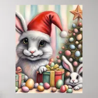 Funny Misfit Easter Christmas Rabbits Poster