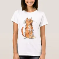 Scruffy Orange Cat Whimsical Quirky T-Shirt