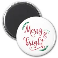 merry and bright Christmas Holiday Magnet