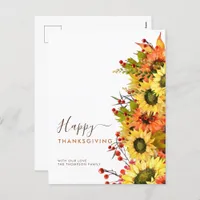 Autumn Sunflowers Happy Thanksgiving Names  Holiday Postcard