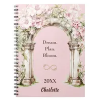 Pink florals arch inspirational quote notebook