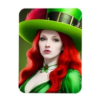 St. Patricks Day Woman in Green Tophat Magnet