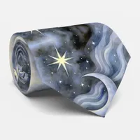 Celestial Moon Stars Dreamy Sky Bold Watercolor Neck Tie