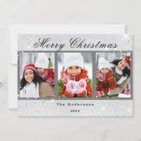 Christmas silver glitter sparkles photo family