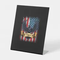 F-Caw-F Crow Bird Retro USA Flag Vintage F-Caw-F Pedestal Sign