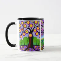 Colorful Trees | Folk Art | Whimsical AI Art Mug