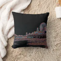 Black Stained Glass Santa Monica Pier Throw Pillow