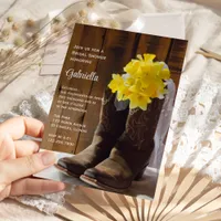 Daffodils and Cowboy Boots Western Bridal Shower Invitation