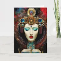 Colorful Surreal Abstract Face Collage Card