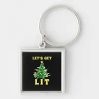 Let's Get Lit Funny Christmas Drinking Classic Keychain