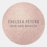 Feminine Rose Gold Shimmer Business Classic Round Sticker