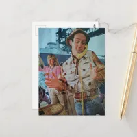 Fish Stories surreal collage art Postcard