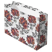 Floral Abstract Doodle Art Style Purple Rust Peach Large Gift Bag