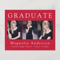 PAPER Minimalist Graduate Four Photo Announcement