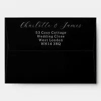 Elegant White Wedding Script Black Envelope