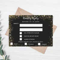 Black gold menu choises wedding RSVP