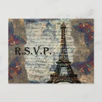 vintage french Wedding rsvp card