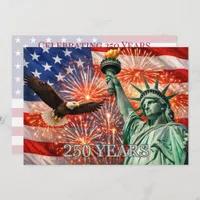 4th of July Liberty Eagle Fireworks USA 250th Invitation