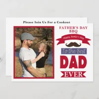 Best Dad Ever Fathers Day BBQ Photo Frame Mustache Invitation