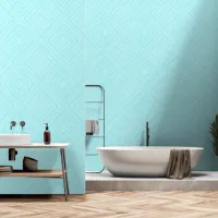 Turquoise Geometric Diamond Pattern Wallpaper