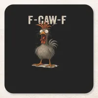 F-Caw-F Chicken Retro Classic Square Paper Coaster