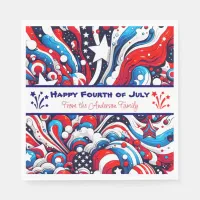 Red, White and Blue Patriotic Personalized Napkins