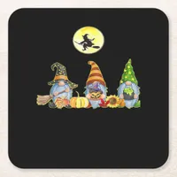 Happy Fall Y’all Cute Halloween Gnomes It’s Fall Y Square Paper Coaster