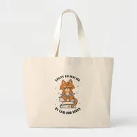 Easily Distracted By Cats and Books Large Tote Bag