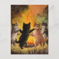 Cats Dancing Around the Bonfire Postcard