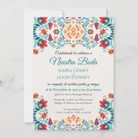 Fiesta Colorful Botanical Floral Spanish Wedding Invitation