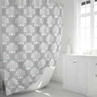 Gray & White Seashell Shower Curtain