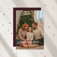 Trendy Modern Typography Family Christmas Photo Holiday Card